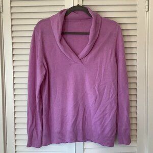 Women's cashmere sweater large shawl collar purple Edinburgh Woollen Mill EWM